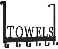Over The Door Hooks Towel Holder for Bathroom Mount Rack Metal Bath Hanger Be...