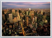 New York Postcard Mid-Town Aerial at Dusk Buildings Skyscrapers USA Unposted