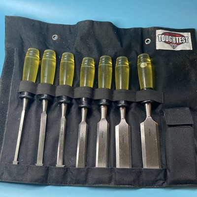 Handy TOUGHTEST 7pc Steel Wood Chisel Set 1/2-1 1/2in Yellow Plastic Handles