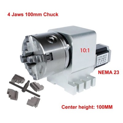 CNC Indexing Head Fourth Axis Rotary Axis Three-Jaw Chuck Medium Height 100mm