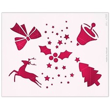 Christmas Stencil Set Reindeer Bells Bow Holly Tree Stars Holiday Xmas