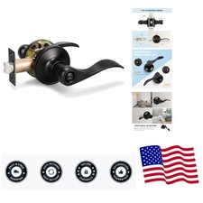 Matte Black Privacy Door Lever with Keyless Lock - Durable Zinc Alloy Design