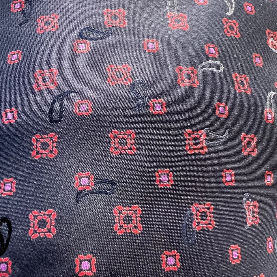 Brioni Necktie Men's Dark Purple/Red Geometric 100% Silk Hand Made In Italy - Image 4 of 4