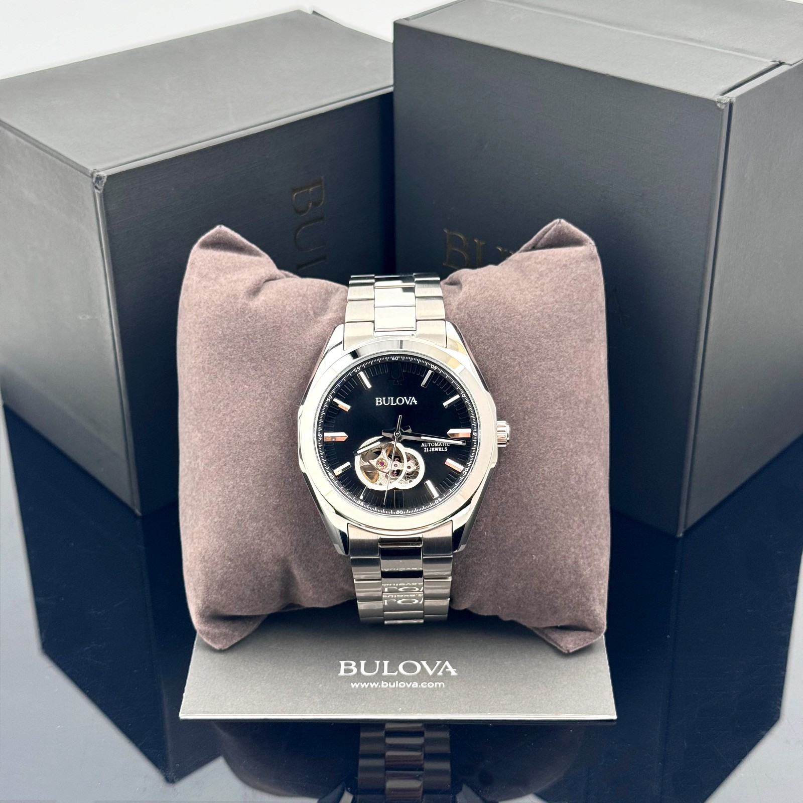 Bulova Classic Surveyor 96A270 Black Dial Automatic Stainless Steel Men's Watch