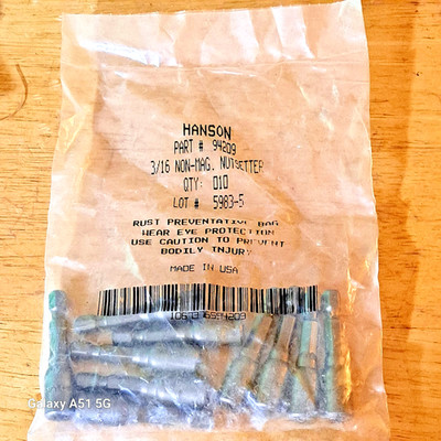 10 HANSON 94209 3/16''  Nutsetter Bit Non-Magnetic NEW NOS FREE SHIPPING