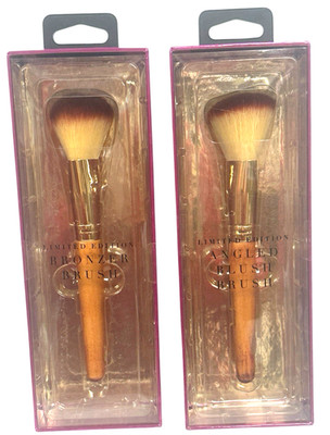 Ltd. Edition Bronzer and Angled Blush Brushes Face Makeup TruBeauty Lot of 2 NIB