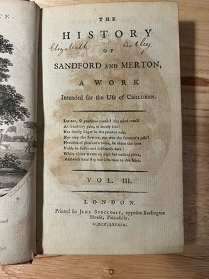 #ad The History Of Sanford And Merton Volume 3 1789 $25.00