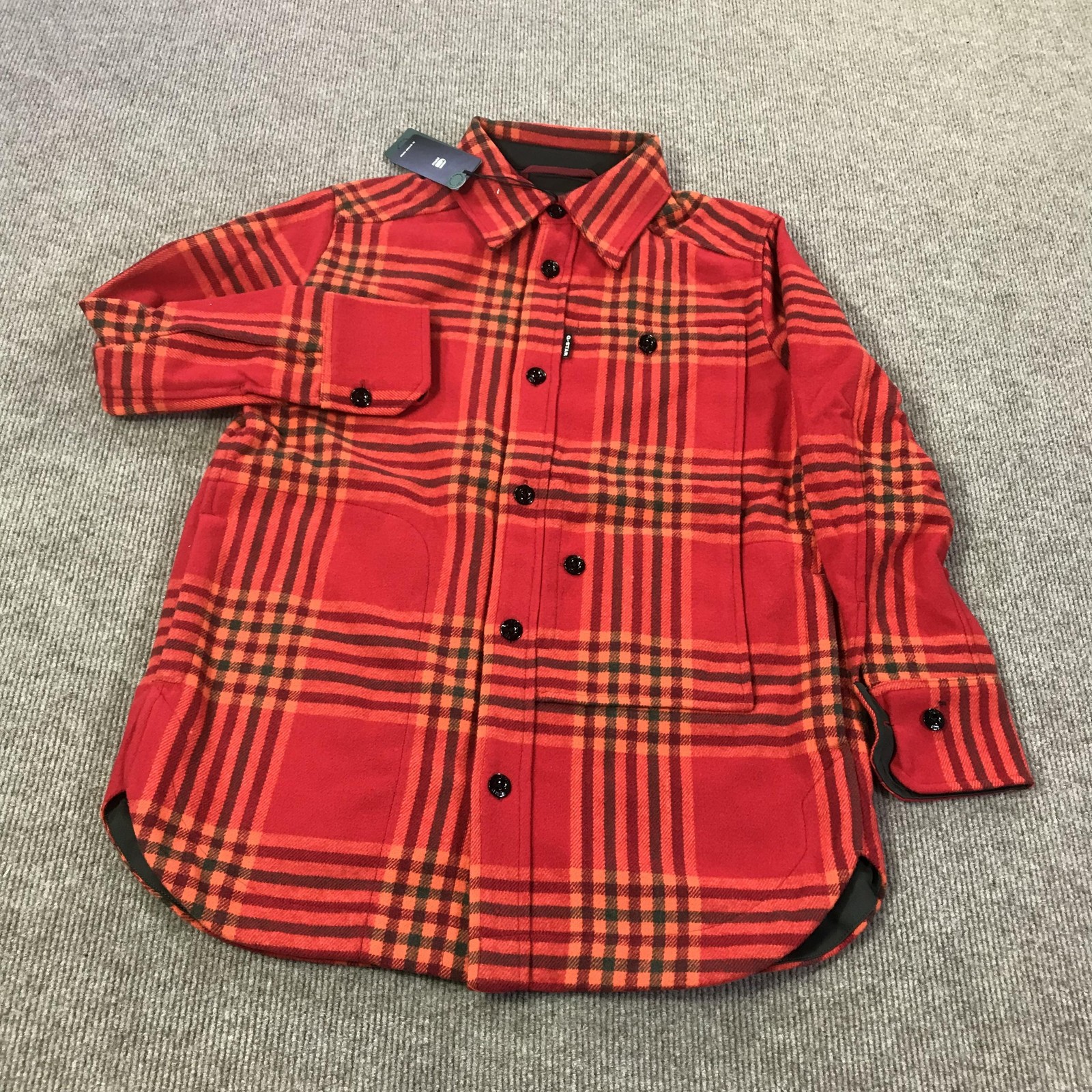 G-Star RAW Jacket Womens Small Plaid Naval Overshirt Wool Blend D20044-C840-6543 image 3