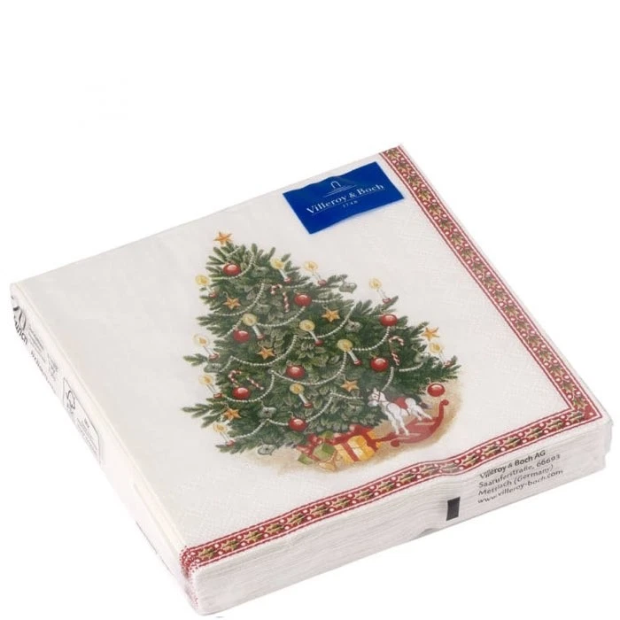 100 Tovaglioli Di Carta Natalizi Rossi 33x33 Cm - Con Motivi Fiocco Di Neve E Renna - Decorazione Tavola Natale