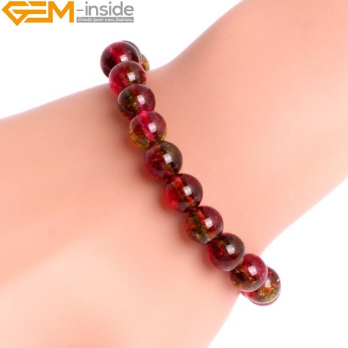 Brazalete Dije Natural Crackle Turmalina Rosa Fresa Elástico Pulsera - Imagen 55 de 88
