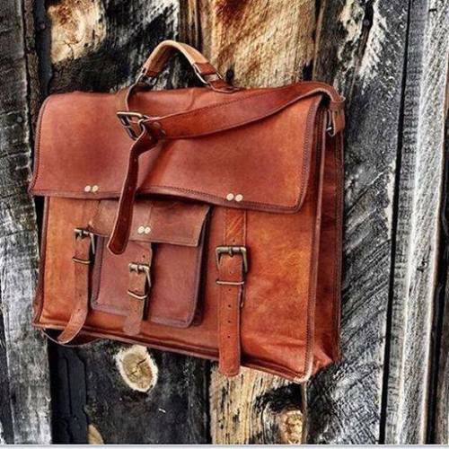 New Men's Leather Messenger Shoulder Business Work Briefcase Laptop Handmade Bag
