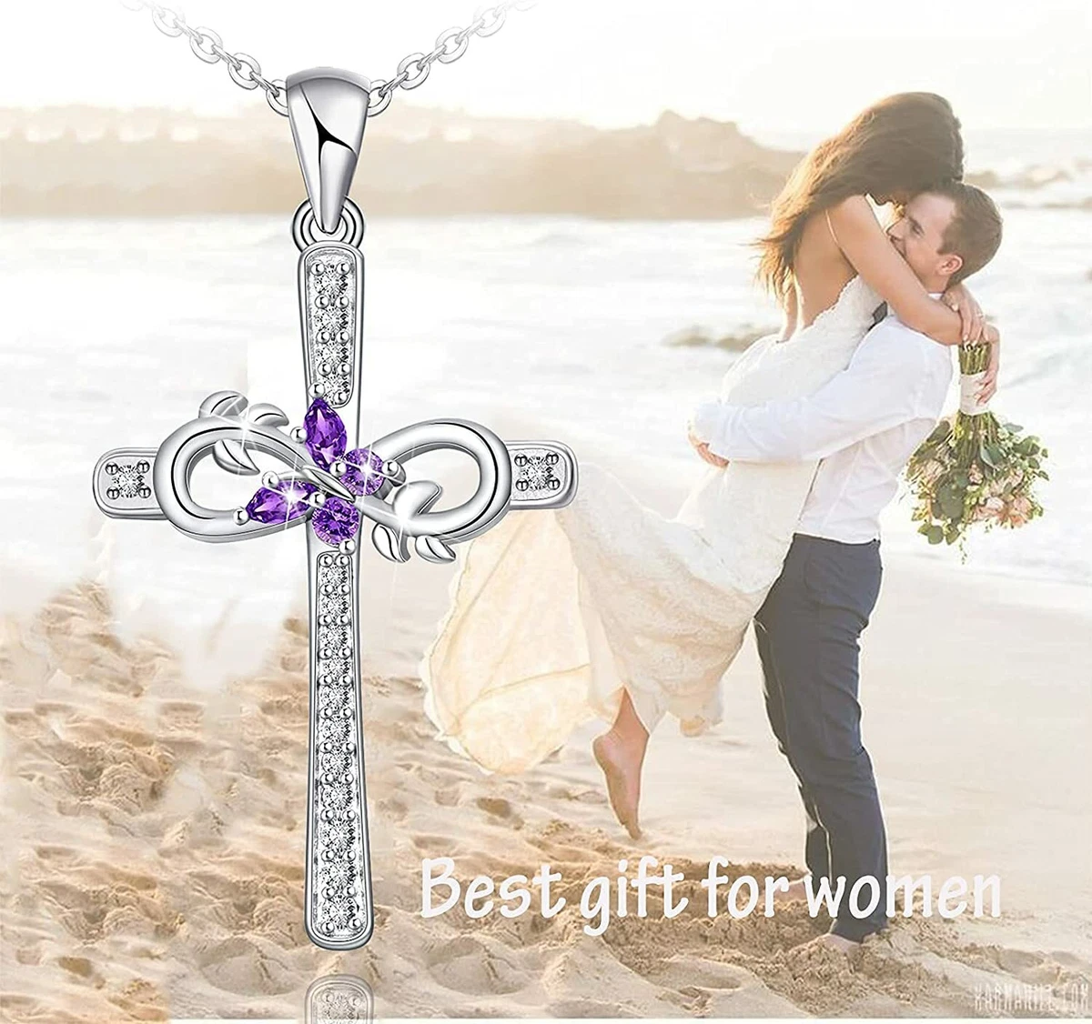 Infinity Butterfly Cross Necklace for Women Girls Sterling