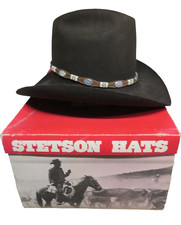 VTG Stetson 3X XXX Beaver Cowboy Rancher Hat Brown - Size 7 Feathered w/ Box