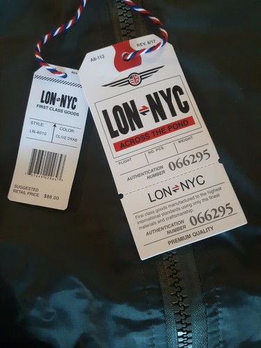 NWT Lon NYC Across The Pond Mens Medium Green Bomber Jacket MSRP $88 - Picture 5 of 7