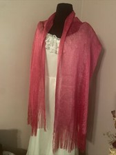 Hot Pink Glitter Fringe Bridal Evening Cruise Wedding Prom Shawl Scarf Wrap