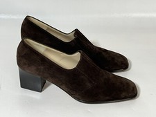 Vintage Salvatore Ferragamo Brown Suede 3 Block Heels Size 6 B