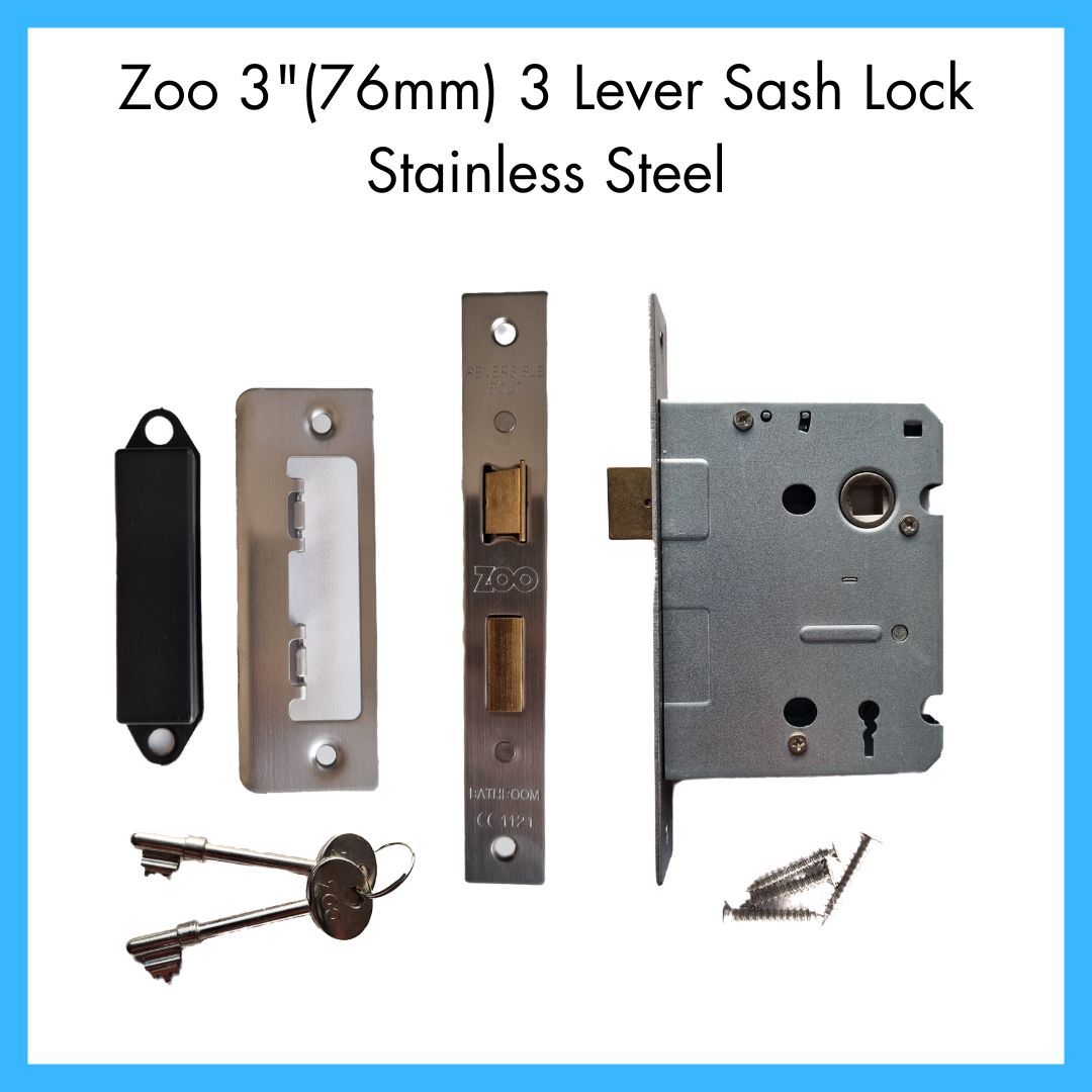 Zoo 3" (76mm) Door Locks / Satin Satinless Steel Euro/3Lever