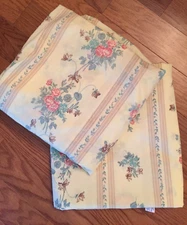 Lady Pepperell French Country Floral Striped Yellow Twin Fitted Flat Sheets USA