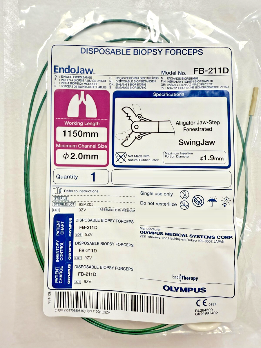Olympus FB-211D Disposable Pulmonary Biopsy Forceps, 2mm x 1150mm