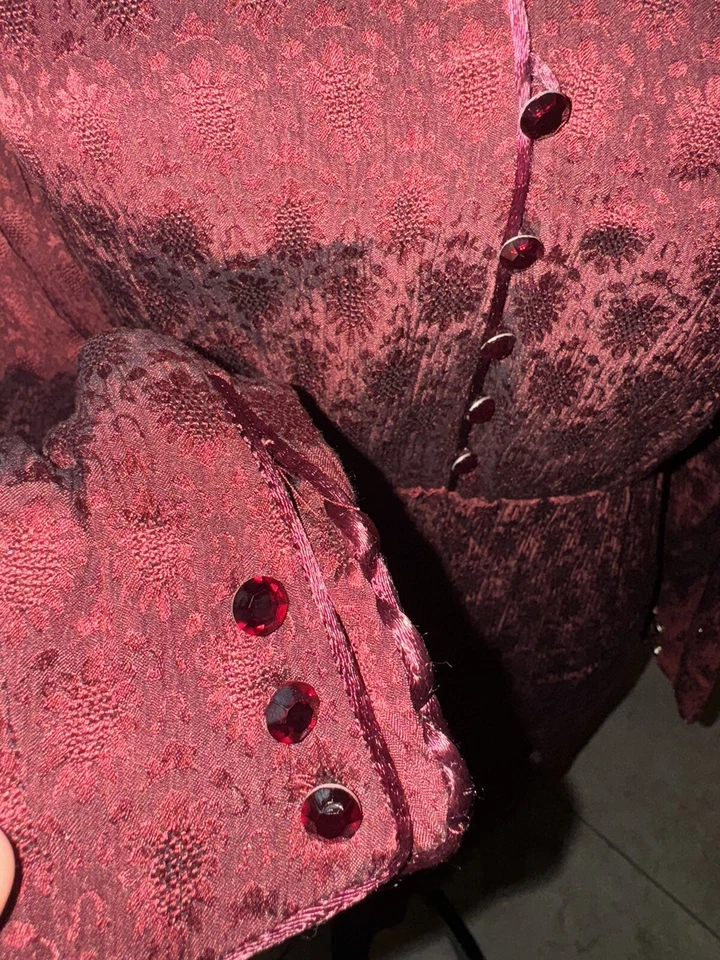 Vestido midi de seda vintage años 80 Umi Collections by Anne Crimmins en rojo rubí talla 4 Foto 4 de 4