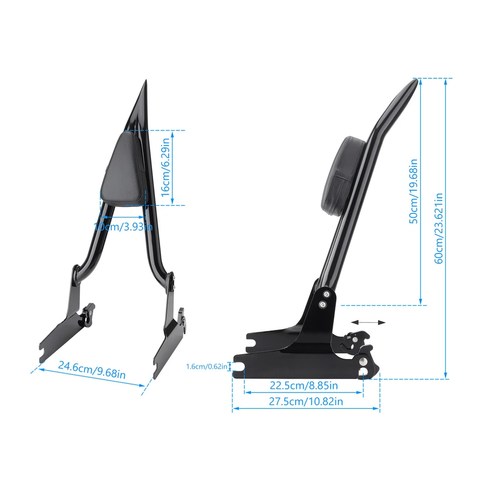 24" Backrest For Harley Dyna Street Bob FXDB Low Rider FXDL FXDLS 2006-2016 2017 — 第 3/4 张图片
