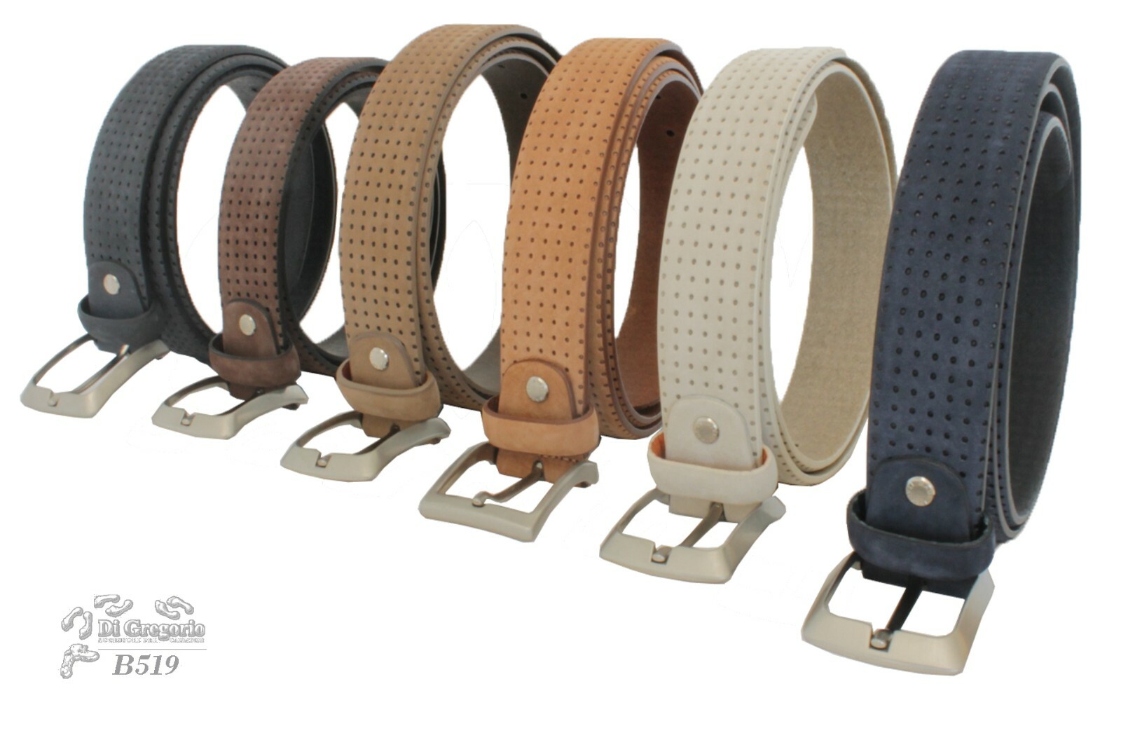 Cinturón Hombre Mujer Piel Nobuck Bucarellata Artesanal Ajustable Larga cm.3, 5