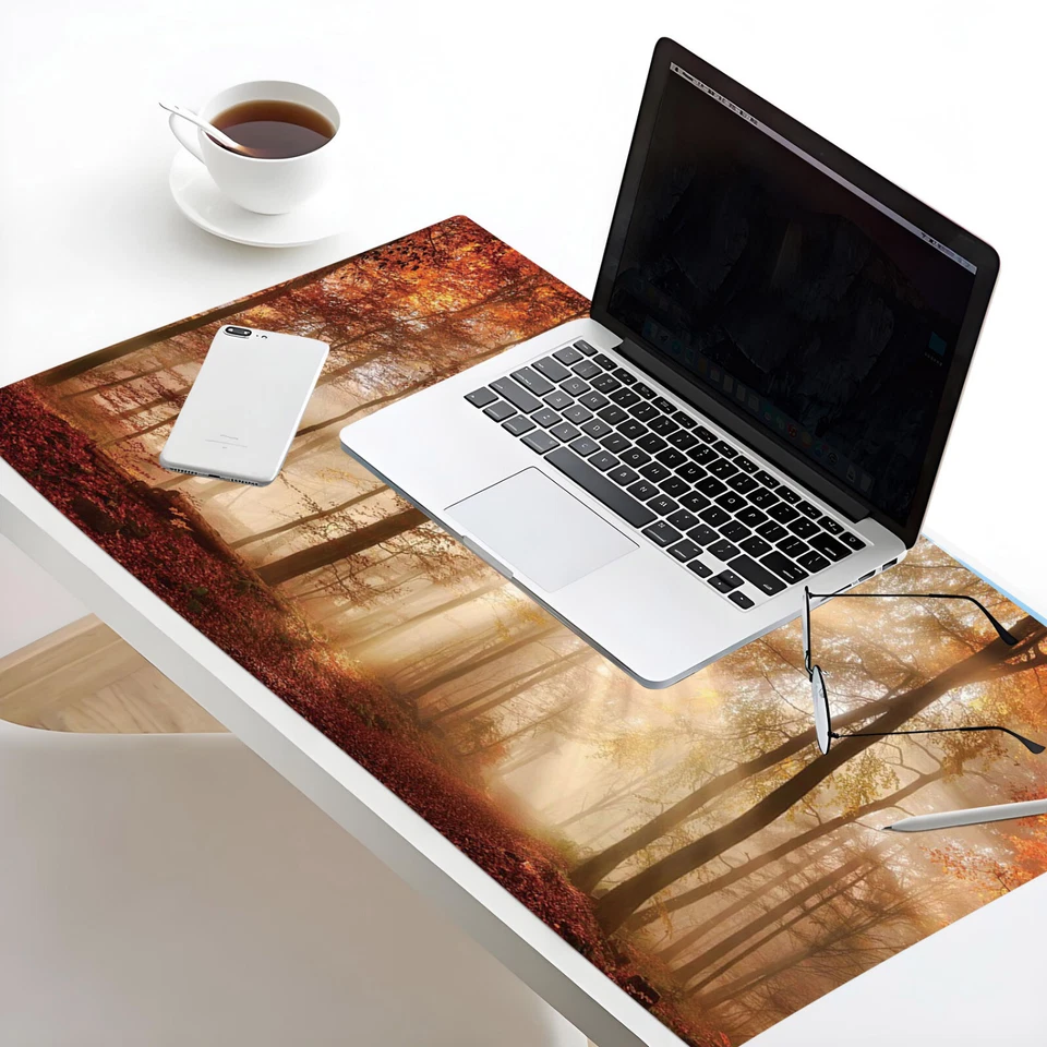 Orange Fall Mouse Pad Nature Forest Desk Mat for Keyboard and Mouse Desk Pad - Image 4 of 4