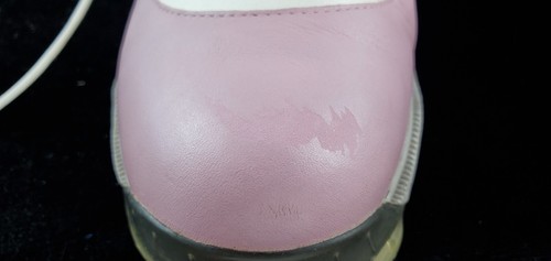 Scarpe da golf Adidas X-Traxion in pelle taglia 7,5 bianche rosa vestibilità schiuma 791003 - Foto 10 di 10