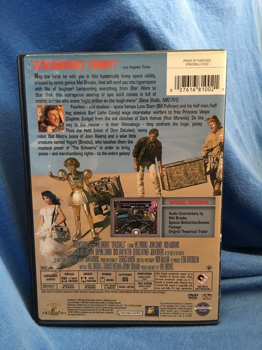 SPACEBALLS DVD Mel Brooks John Candy Rick Moranis Space Comedy