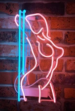 Girl Stripper Pole Dance Neon Light Sign Acrylic 14" Lamp Beer Pub Glass Decor