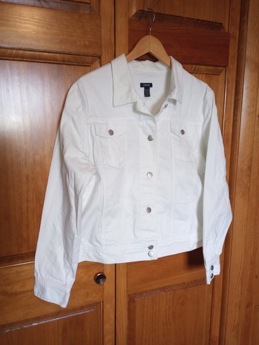 NWOT White Denim Mens XL Trucker Jacket by IZOD Cotton blend IRL measures below - Picture 6 of 24
