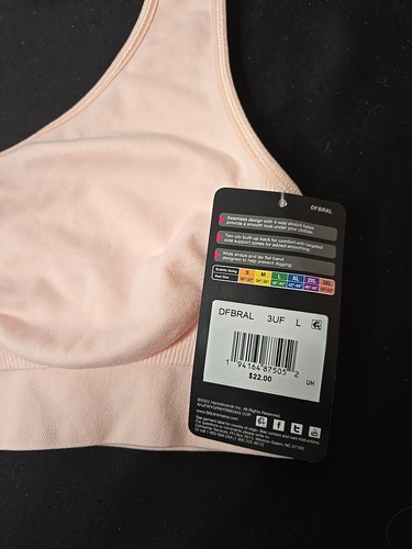 Sz L Women's Pink Bralette. Seamless Wireless Lightly Lined Plunging V Neckline - Picture 2 of 3