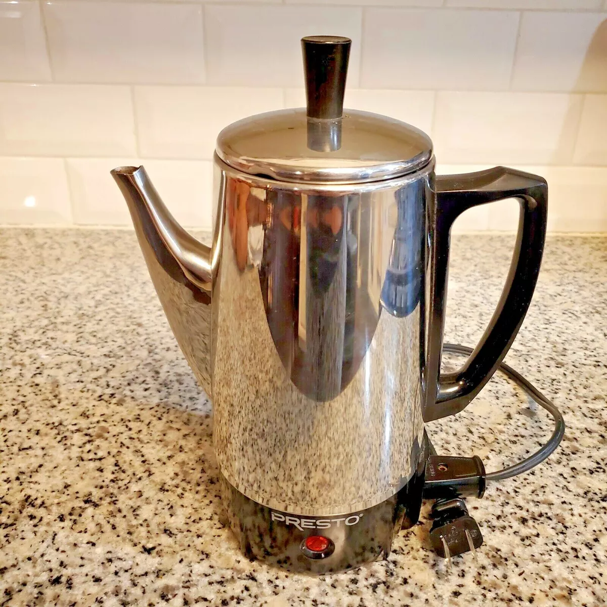 Electric Coffee Percolator Vintage Maker Pot Stainless Steel 6 Cup