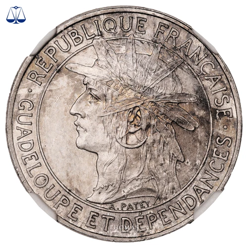 Coin - Guadeloupe - Silver Franc Essai - 1921 - NGC MS 64