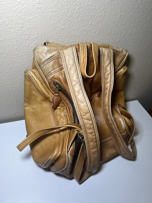 FRYE AND CO. Vintage Tan Leather Backpack Vintage Frye And Co Leather Backpack Tan / Burnt Orange  main image 3