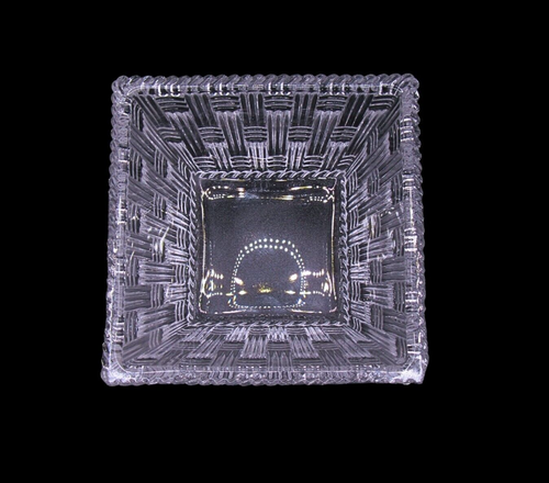 Tiffany & Co. Vintage Glass Crystal Square Basketweave Trinket Candy Dish - Picture 9 of 13