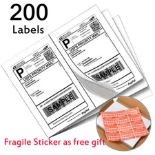 200 Premium 8.5x5.5 Half Sheet Shipping Blank Labels Self Adhesive 2 Per Sheet 