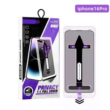 Easy Fit Full Privacy Tempered Glass Screen Protector For iPhone 16 15 Pro Max