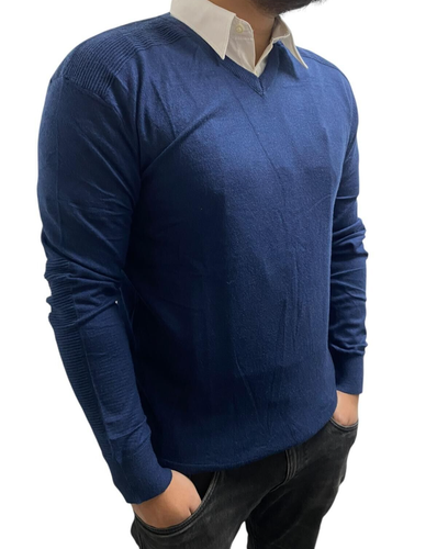 Mens Plain Sweatshirt Knitwear Sweater Jumper V Neck Long Sleeve Tops S-3XL 44-6 - Picture 16 of 21