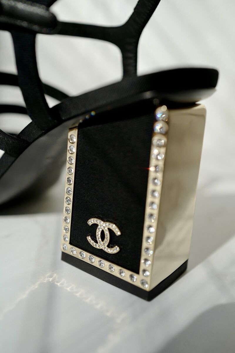BNIB Chanel 24B Strappy Heels In Black With Crystals BNIB Chanel 24B Strappy Heels In Black With Crystals