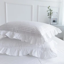 2pcs White pillowcase 100% cotton pillow case bedding pillows cover ruffledesign