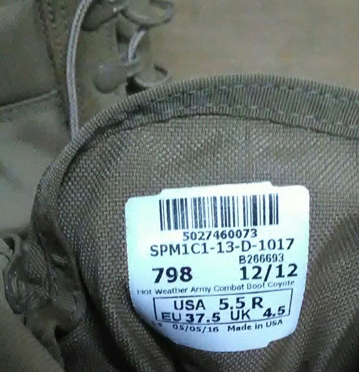 Hot weather Army Combat Boots Coyote SPM1C1-13-D-1017 Size  display picture 1