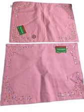 Sleigh Bell Bistro Pink Linen Blend Rainbow Beaded Placemats 13” X 18” (2 Piece)