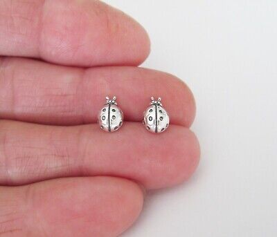 Sterling Silver 8mm ladybug post stud earrings. 