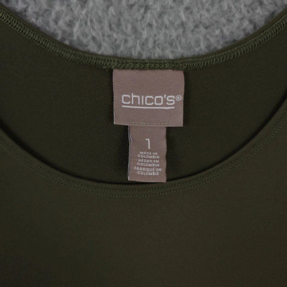 Топ безрукавка женский Chicos 1 США средний 8 зеленый нейлон эластичный Microfeel вневременная вязка - Изображение 3 из 4