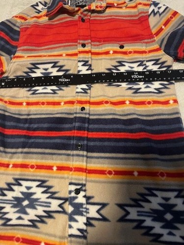 Brooklyn Cloth Shirt Mens Small Tan Red Southwestern Aztec Fleece Button Up - Picture 4 of 6