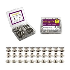 Alloygold 50 Sets Silver Chicago Screws 1/6 inch - M5 4mm, silver