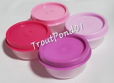 Tupperware Smidgets Clear Mini Bowls Set 4 Mulberry Purple Lavender Pink Lids