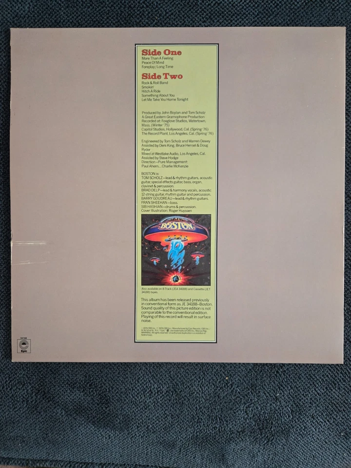 Boston Special Limited Picture Disk 34188 Vinyl LP Record 12" VG - Image 2 of 4