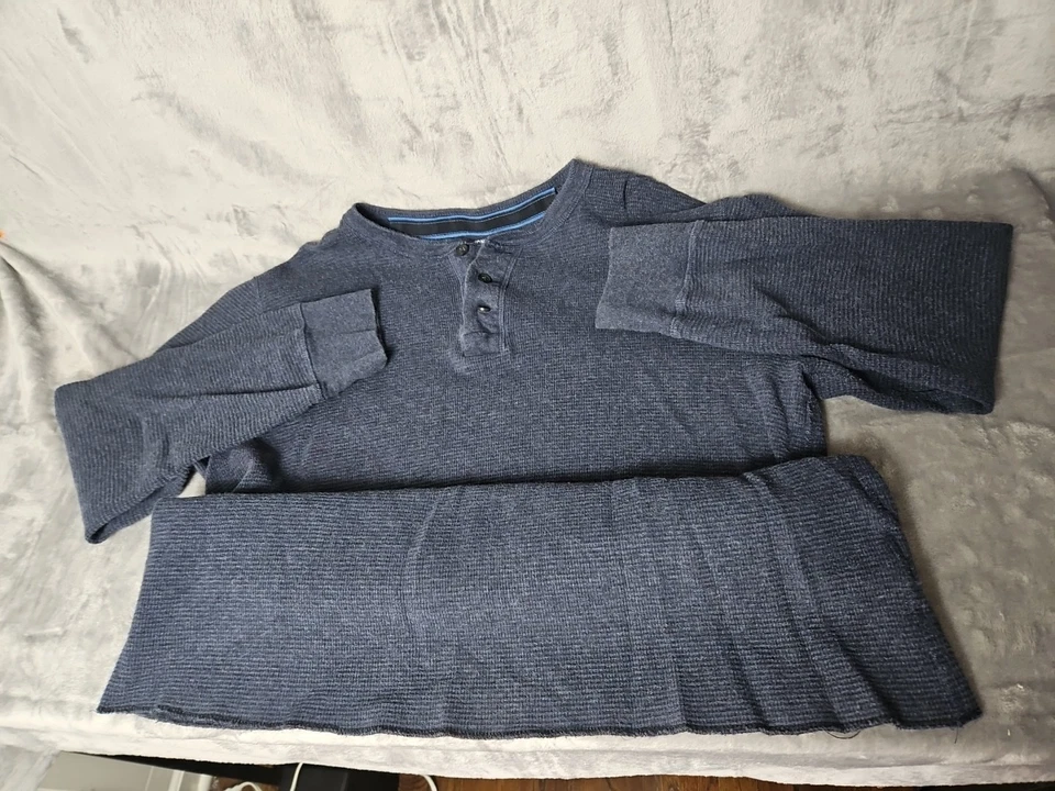 Camisa Henley Para Hombre L Térmica Tejida Waffle Canyon River Blues Foto 4 de 4